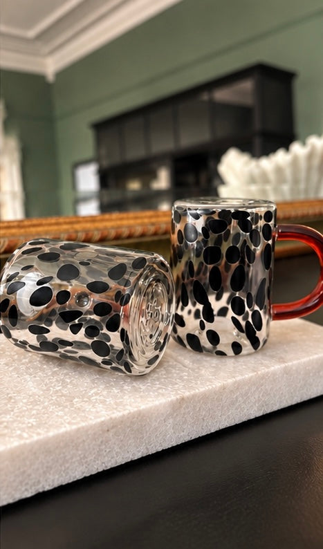 Glass Salt and Pepper Shaker : Black Spotty