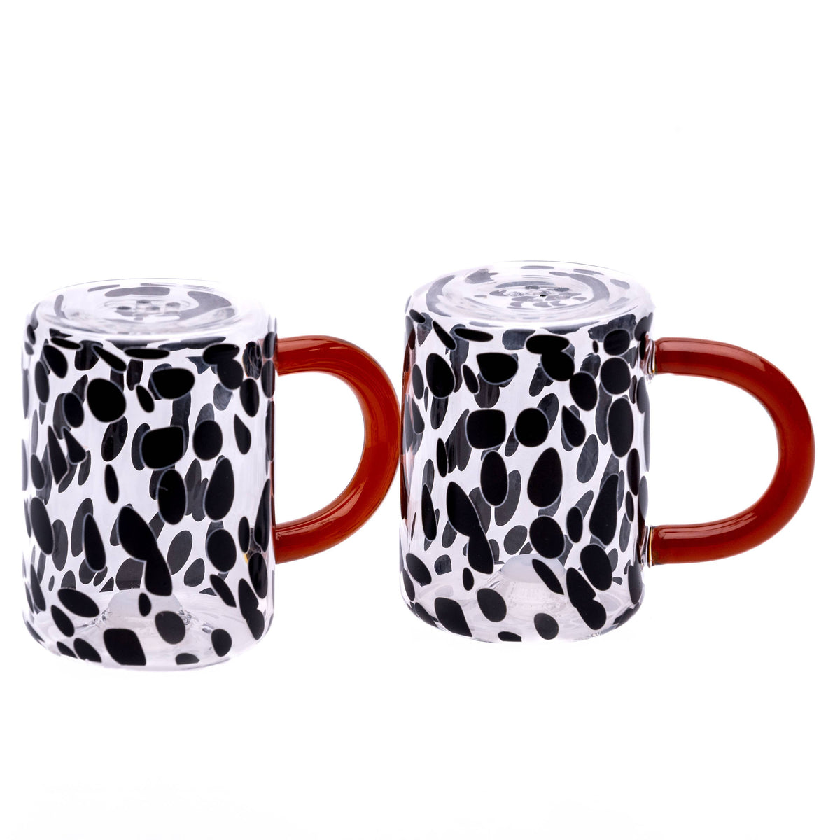 Glass Salt and Pepper Shaker : Black Spotty